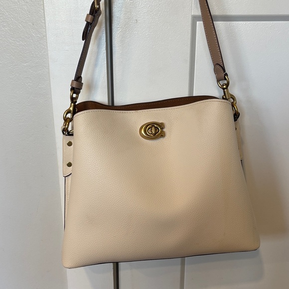 Coach Ivory and Tan Leather Shoulder Bag - Picture 2 of 9